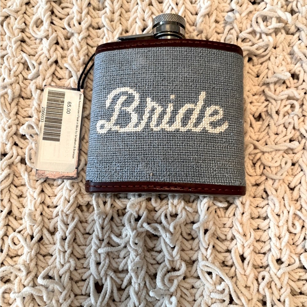 Bride Needlepoint Flask in Blue by Smathers and Branson
